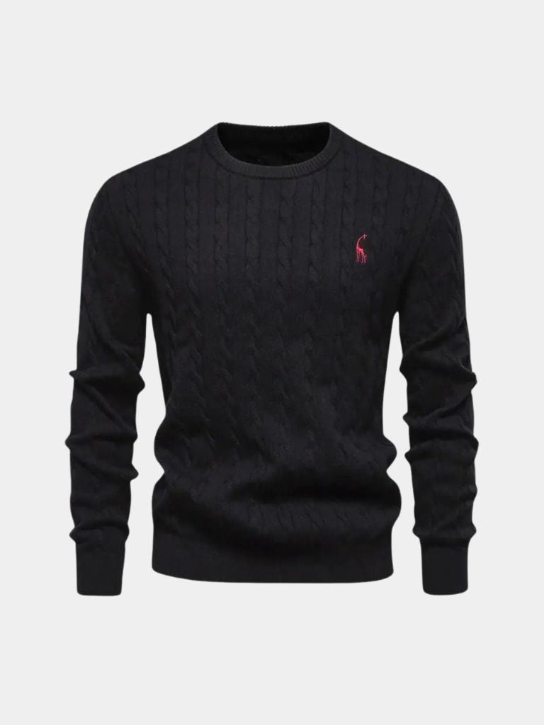 Cotton  Crew Neck Pullover Sweater - Celerra