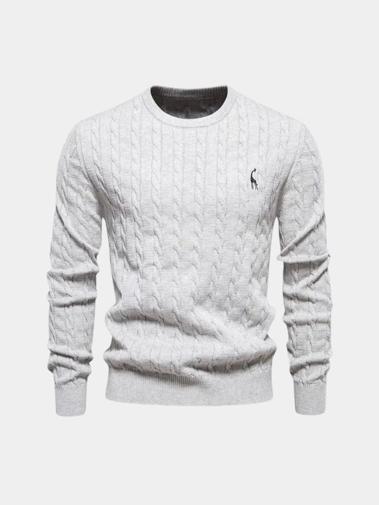 Cotton  Crew Neck Pullover Sweater - Celerra