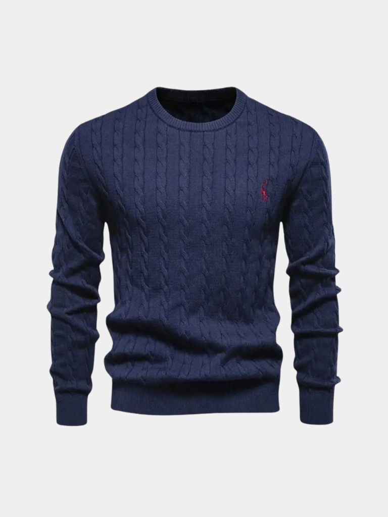 Cotton  Crew Neck Pullover Sweater - Celerra