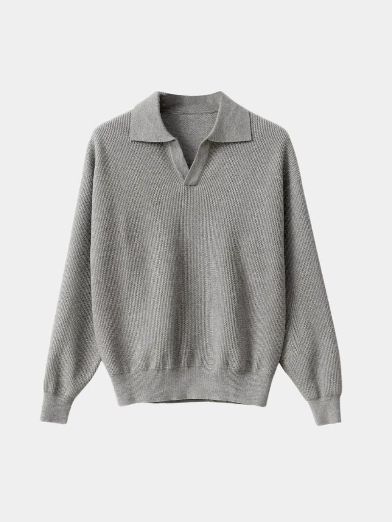 Essential V-Neck Polo Sweater - Celerra