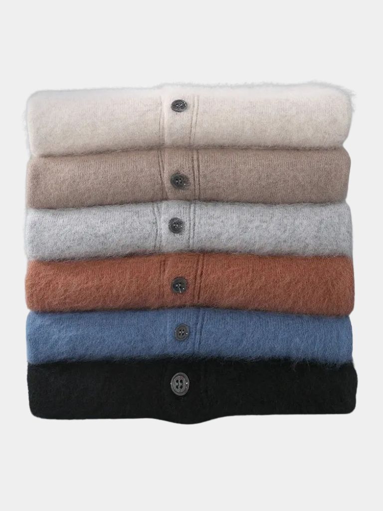 100% Cashmere Polo Cardigan - Celerra