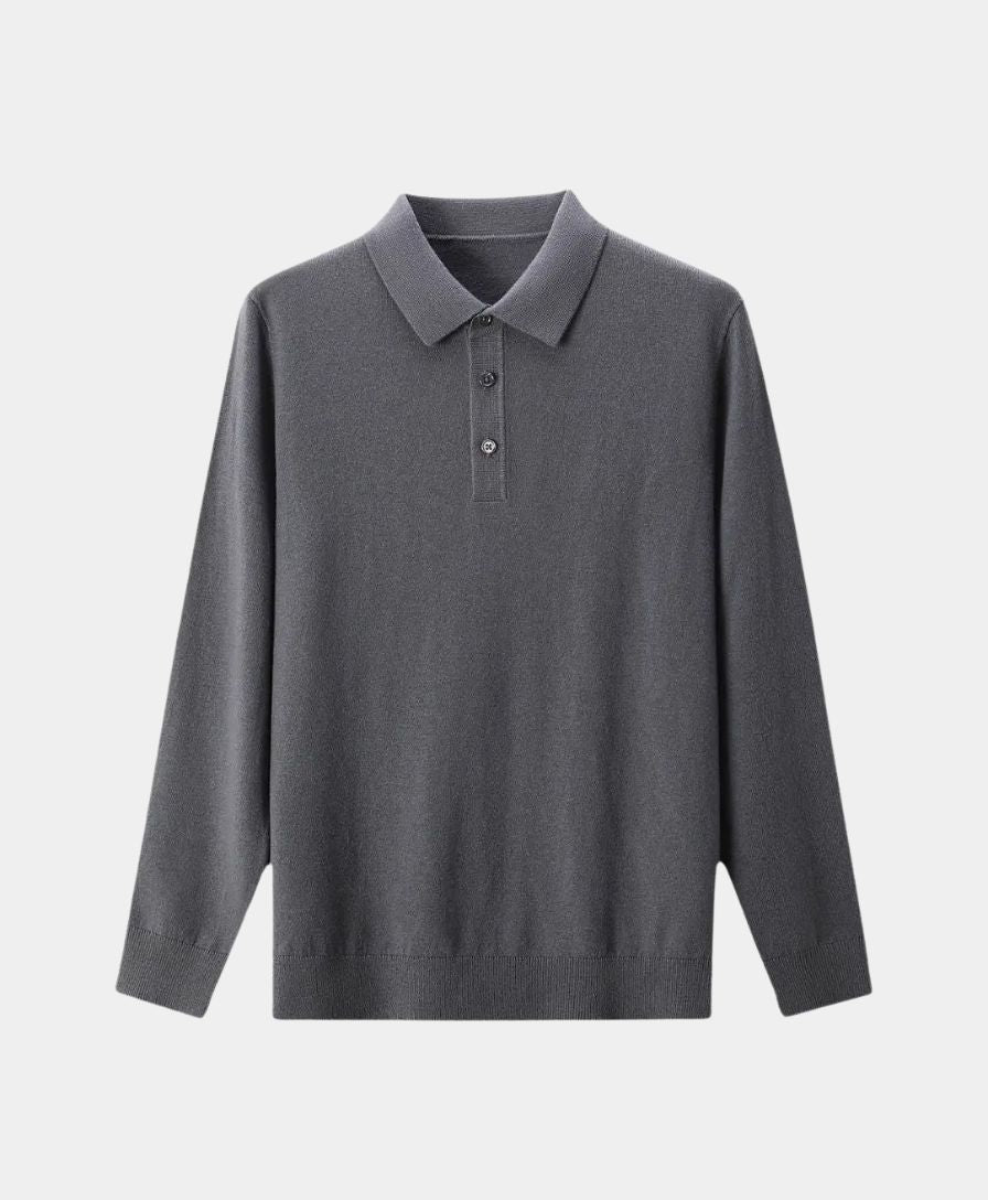 Wool Knit Button Up Polo Pullover - Celerra