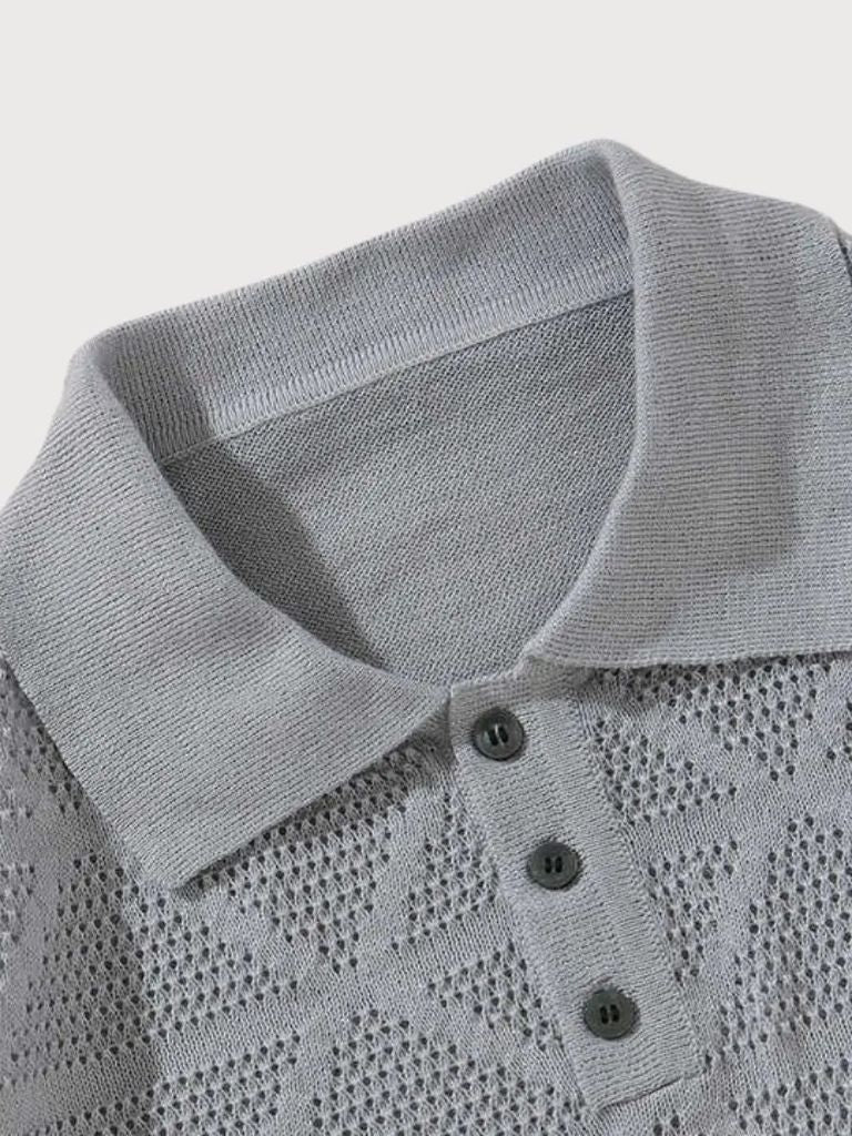 Textured Knit Polo Shirt - Celerra