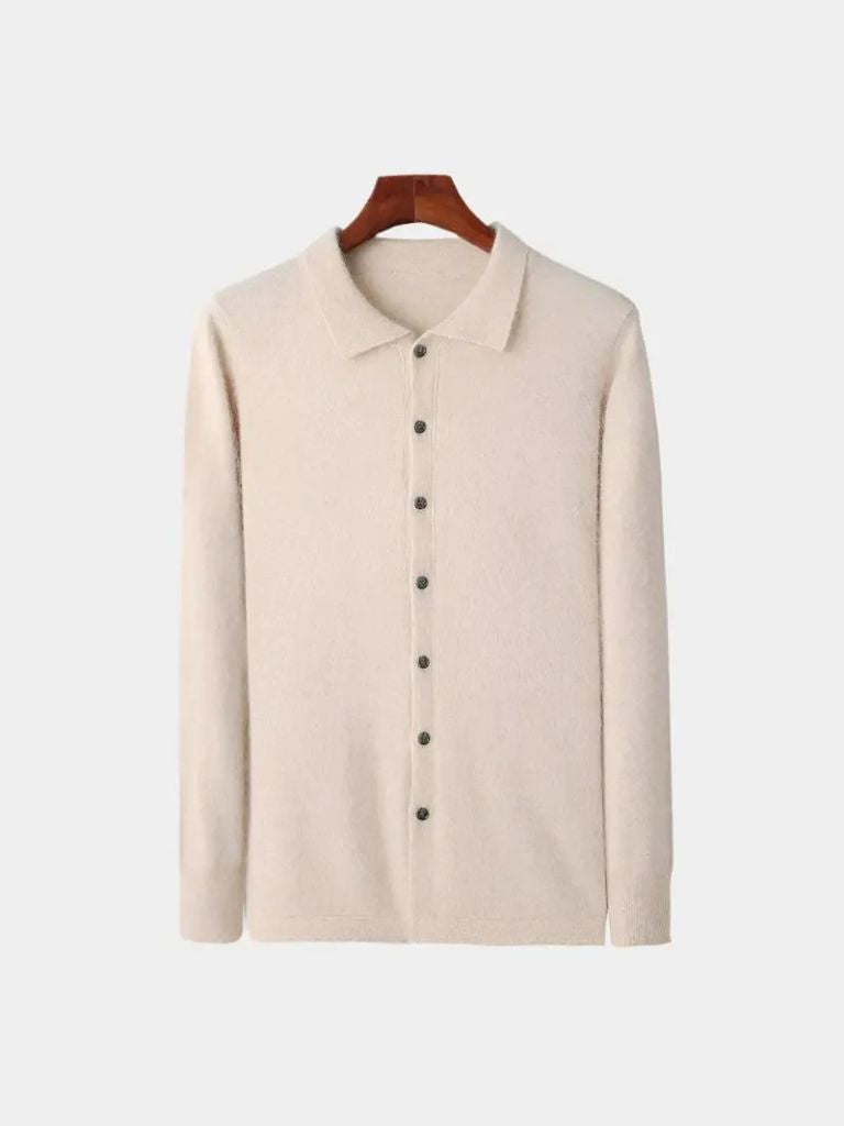 100% Cashmere Polo Cardigan - Celerra