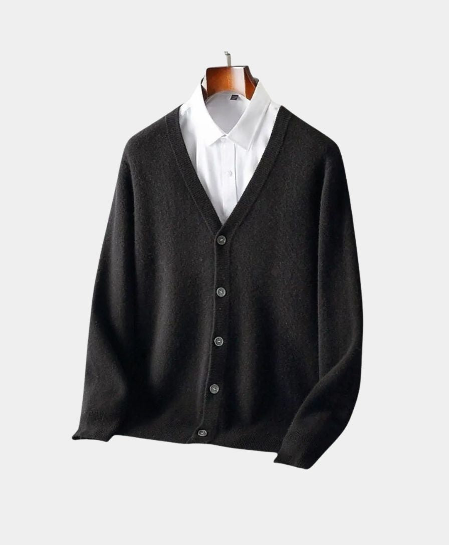 100% Merino Wool V Neck Knitwear Cardigan Sweater - Celerra