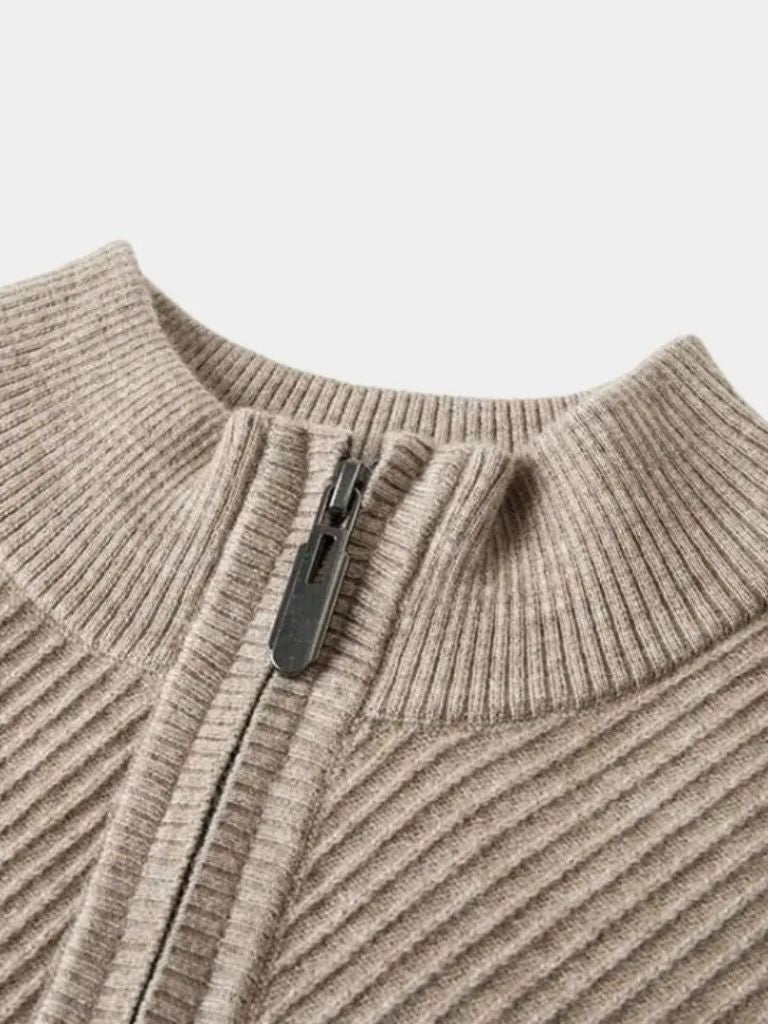 Stripe Quarter Zip Wool Sweater - Celerra