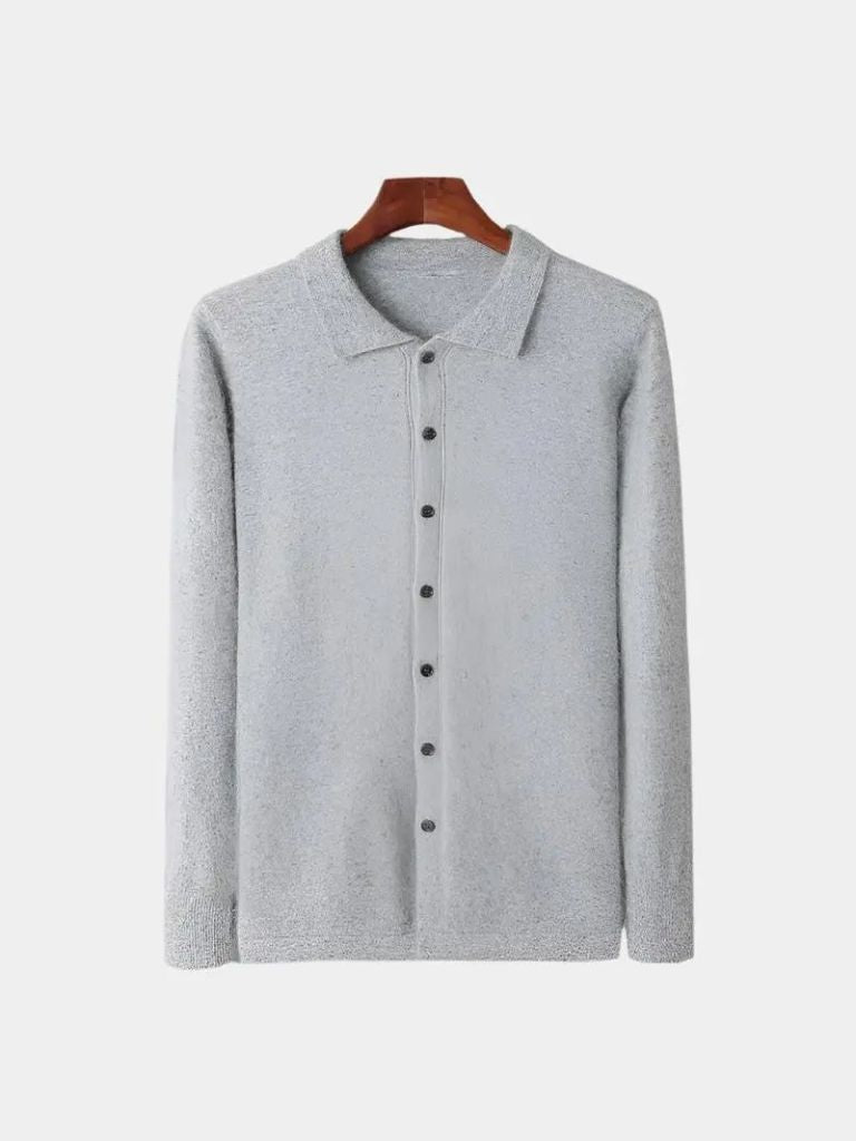 100% Cashmere Polo Cardigan - Celerra