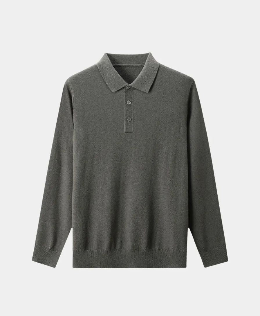 Wool Knit Button Up Polo Pullover - Celerra