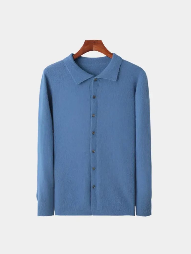 100% Cashmere Polo Cardigan - Celerra