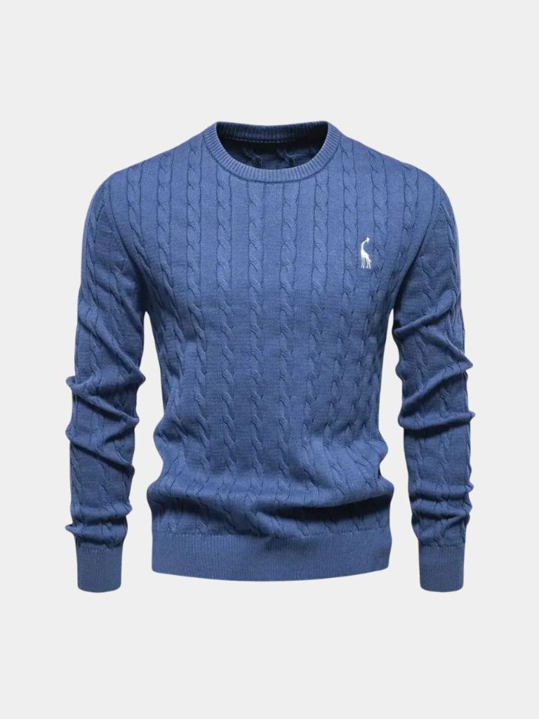 Cotton  Crew Neck Pullover Sweater - Celerra