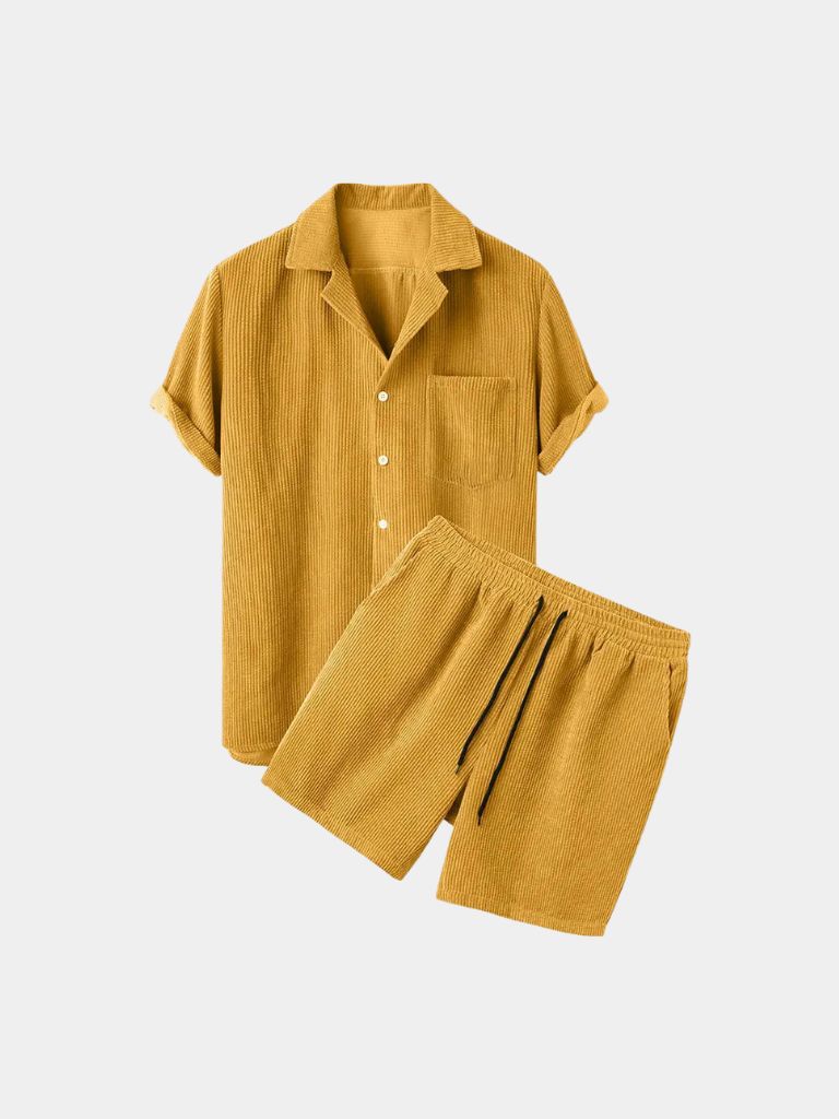 Minimalist Corduroy Set Shorts and Shirt - Celerra