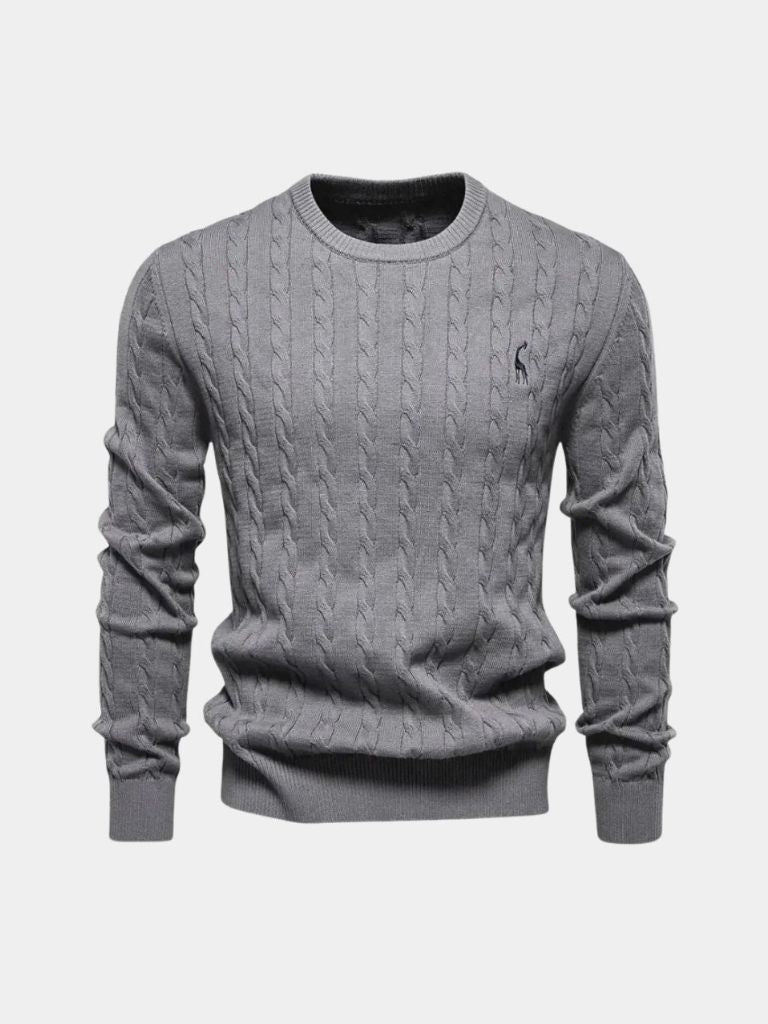 Cotton  Crew Neck Pullover Sweater - Celerra