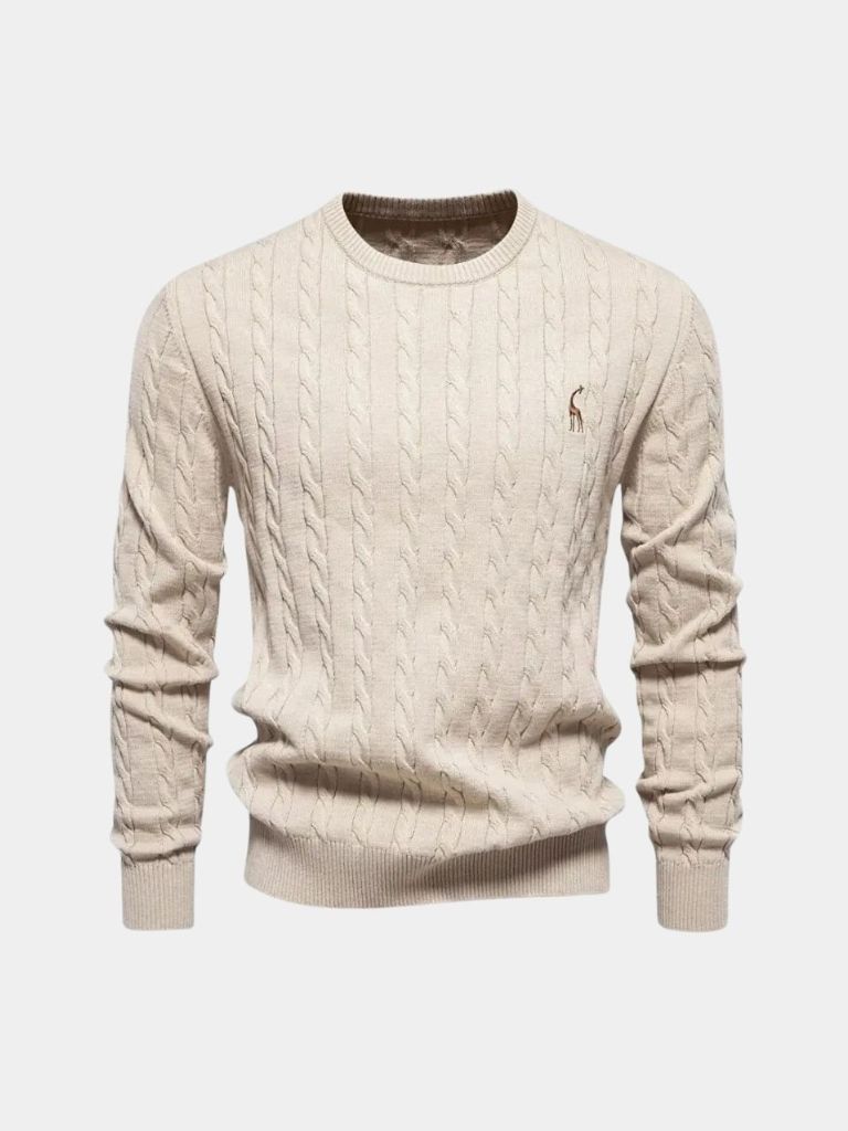 Cotton  Crew Neck Pullover Sweater - Celerra