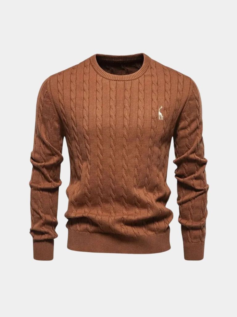 Cotton  Crew Neck Pullover Sweater - Celerra