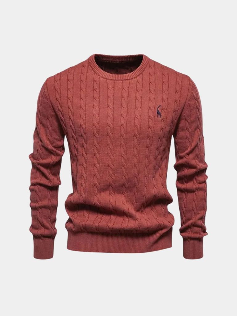 Cotton  Crew Neck Pullover Sweater - Celerra