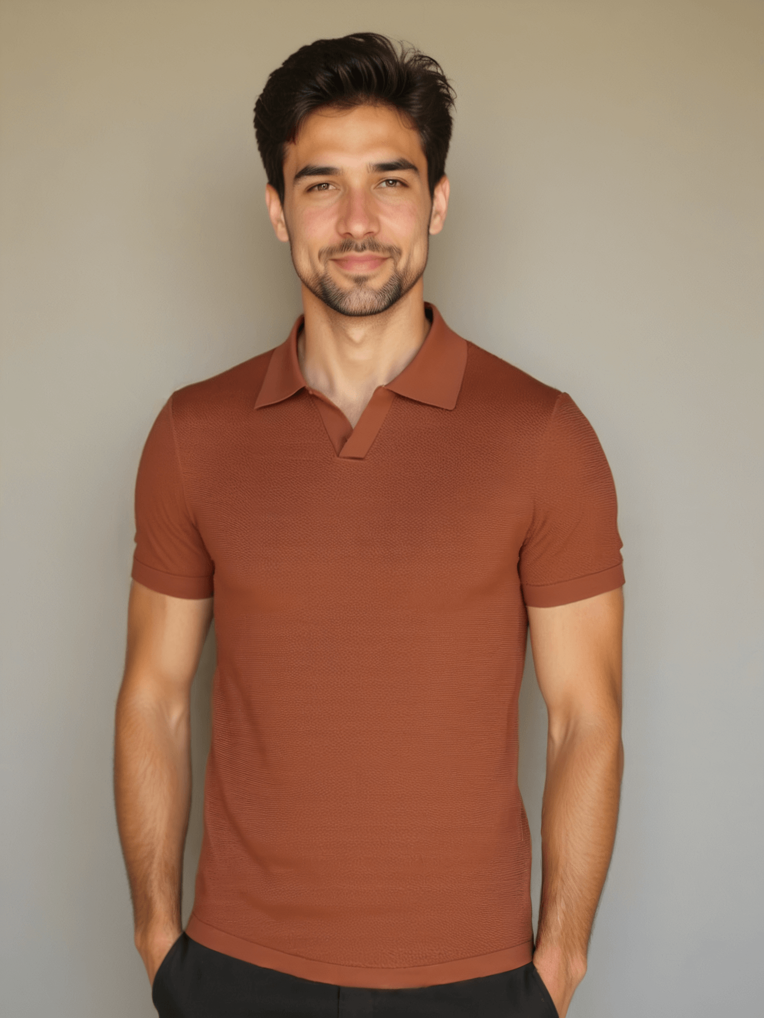 Casual Buttonless Knit Polo Shirt - Celerra