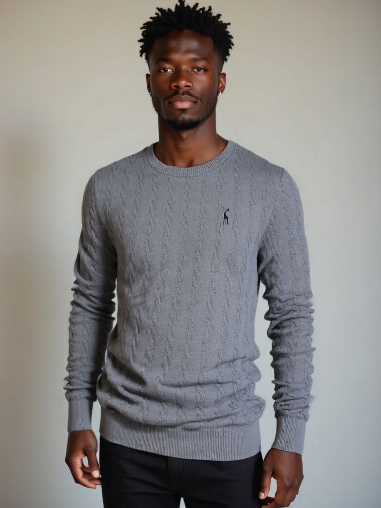 Cotton  Crew Neck Pullover Sweater - Celerra