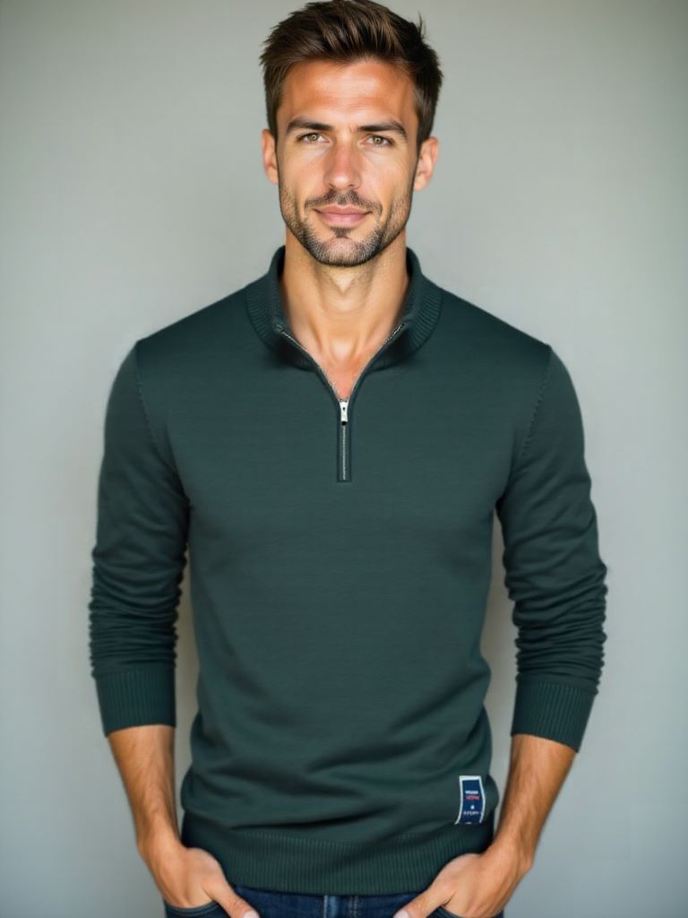 Essential Quarter-Zip Jumper Sweater - Celerra