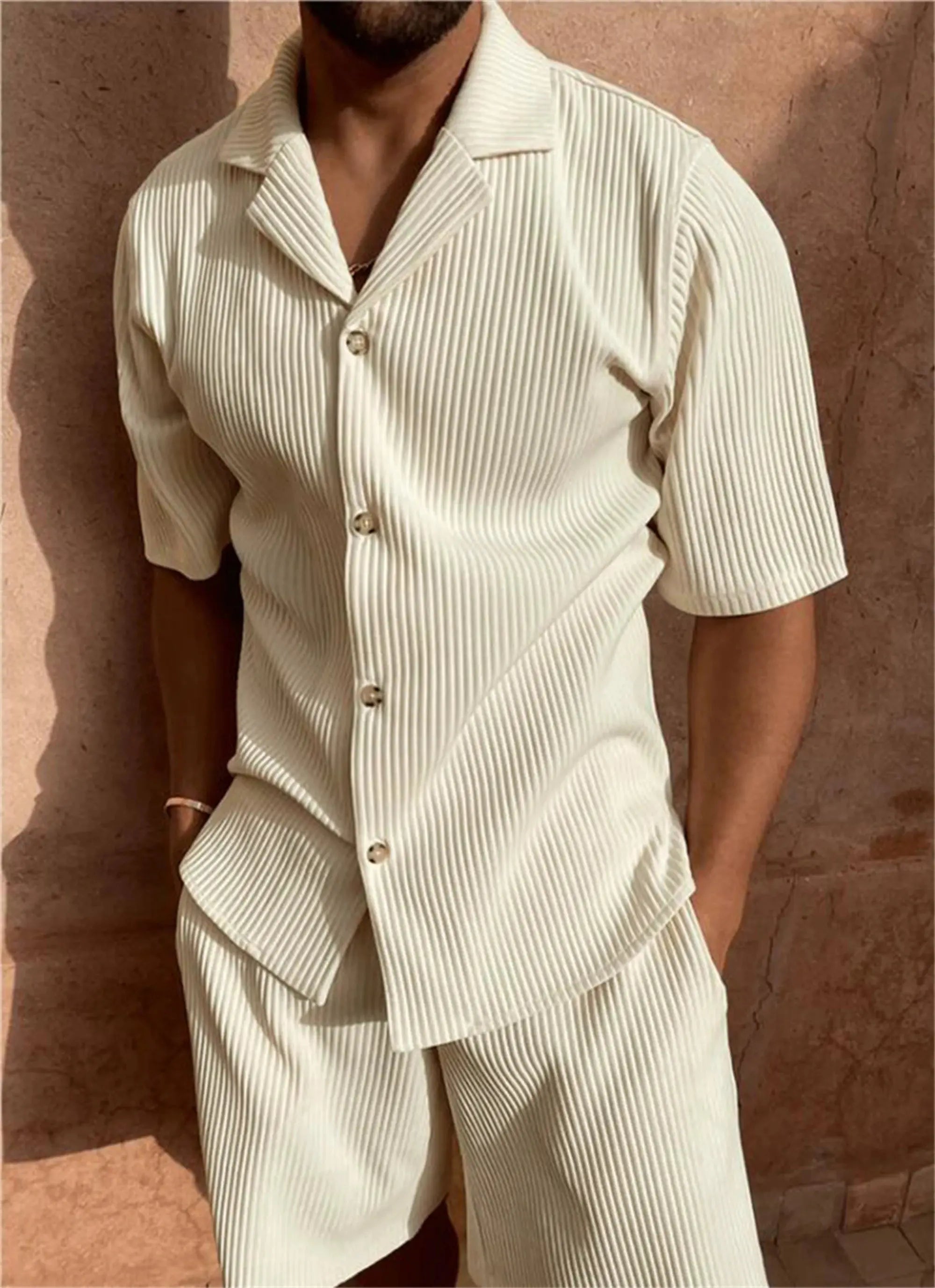 Minimalist Corduroy Set Shorts and Shirt - Celerra