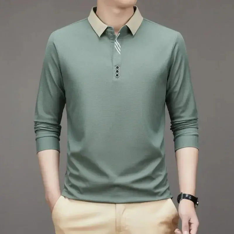 Elegant Long Sleeve Polo Shirt - Celerra