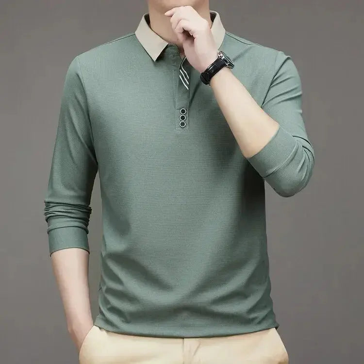 Elegant Long Sleeve Polo Shirt - Celerra