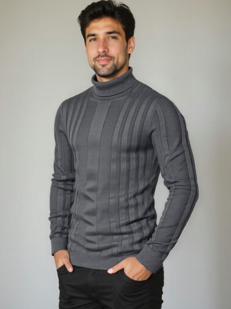 Turtleneck Knitwear Pullover Sweater - Celerra