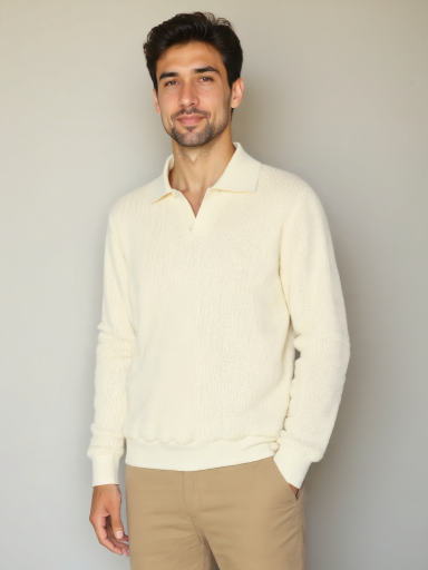 Essential V-Neck Polo Sweater - Celerra