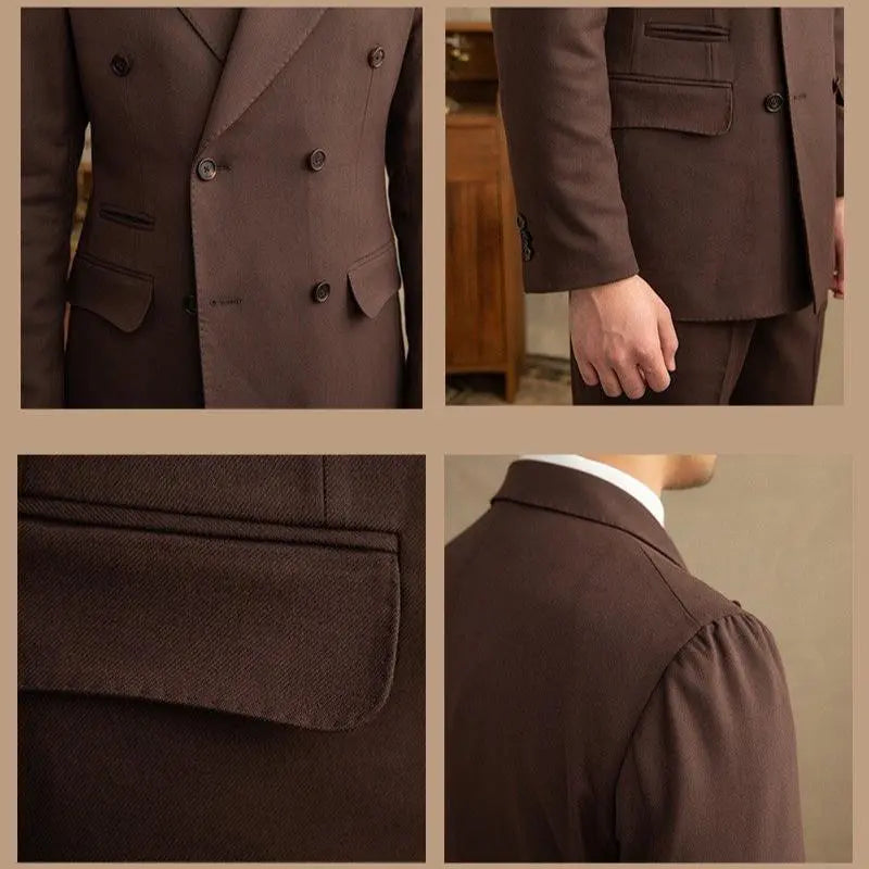 Dark Brown Garbadine Suit (Jacket + Trousers)